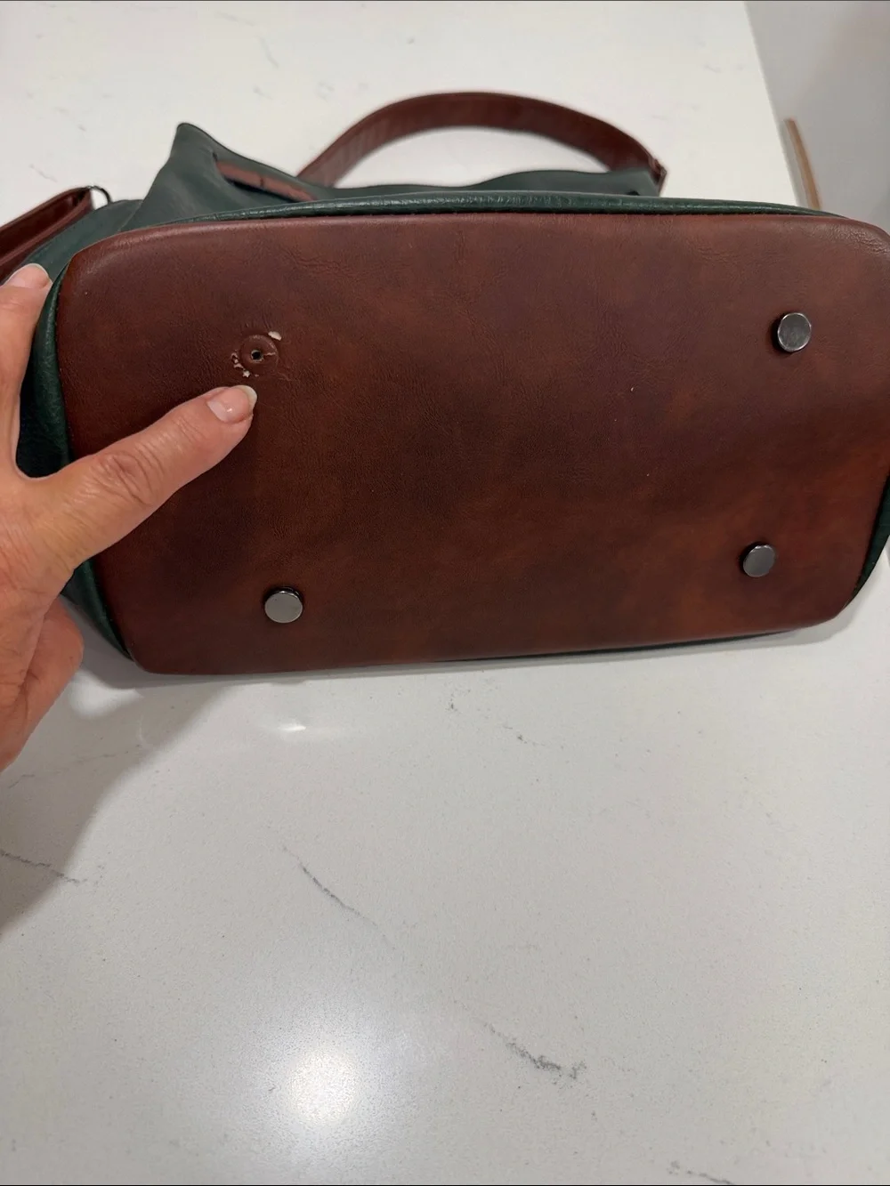 Men's Green and Brown Leather Crossbody Bag